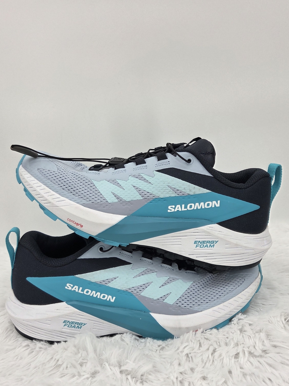 Salomon Sense Ride 5 Women's US 9.5 Blue Black Trail Running Shoes Quicklace